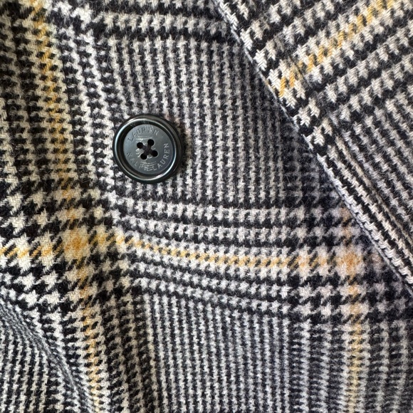 Lauren Ralph Lauren Glen Plaid Wool Pea Coat in Black and pale Gold - Picture 5 of 8